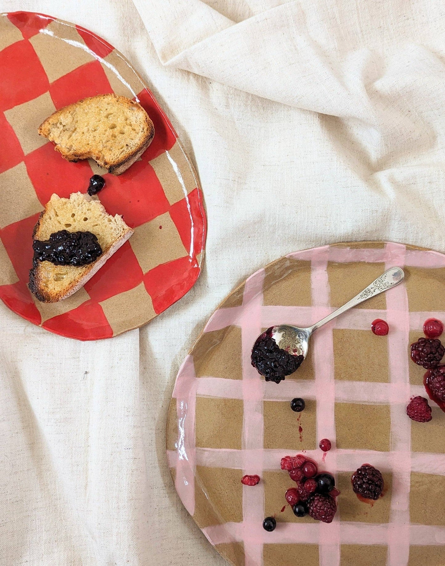 Pink Gingham Serving Platter by Rosie Gore