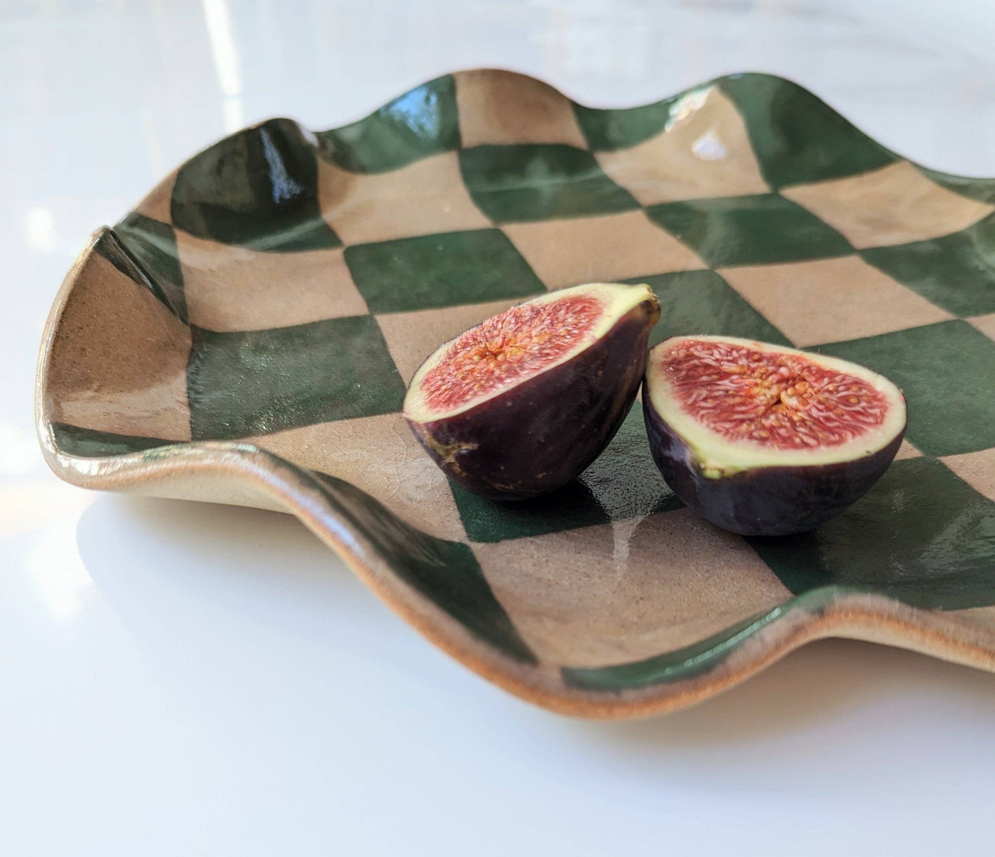 Green Wavy Check Serving Platter by Rosie Gore