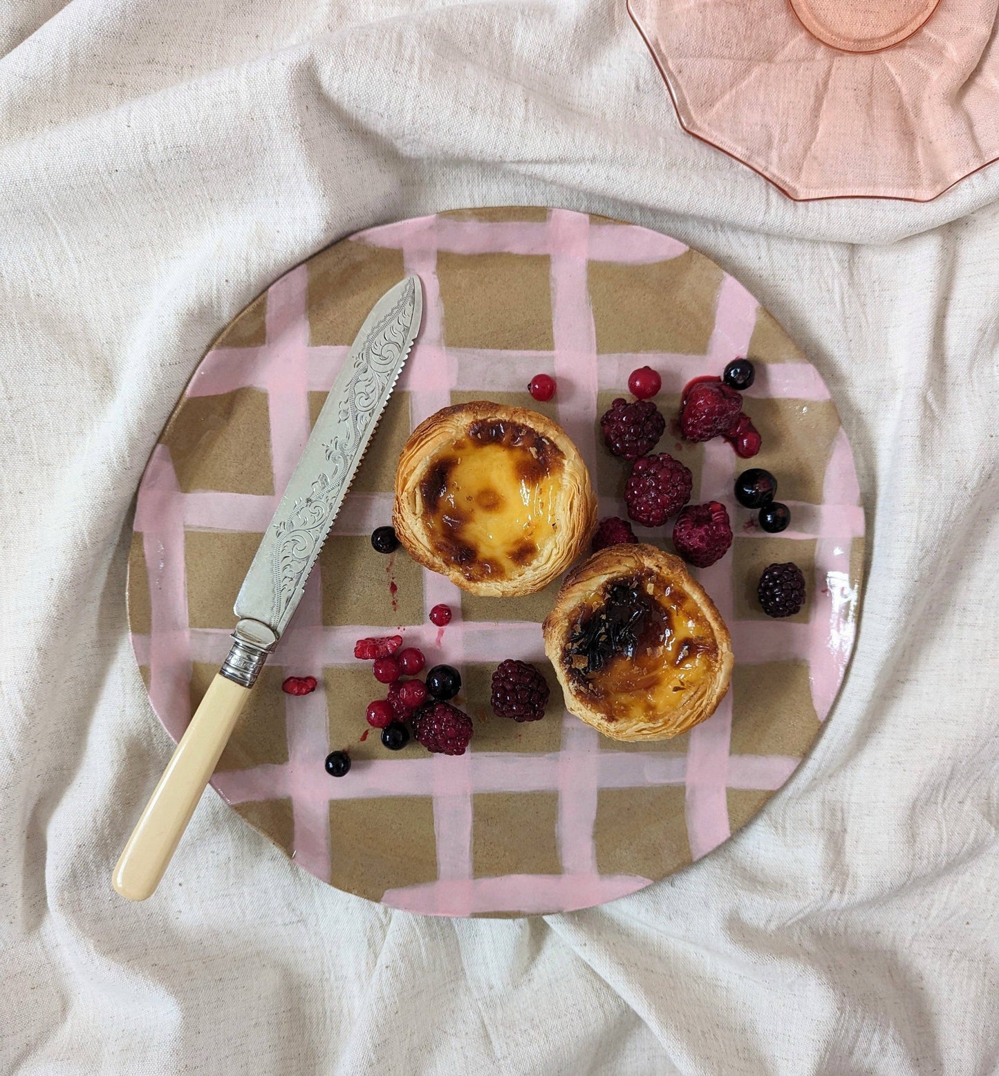 Pink Gingham Serving Platter by Rosie Gore