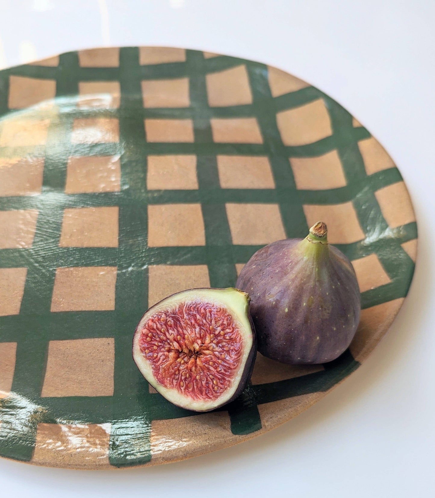 Green Gingham Serving Platter by Rosie Gore