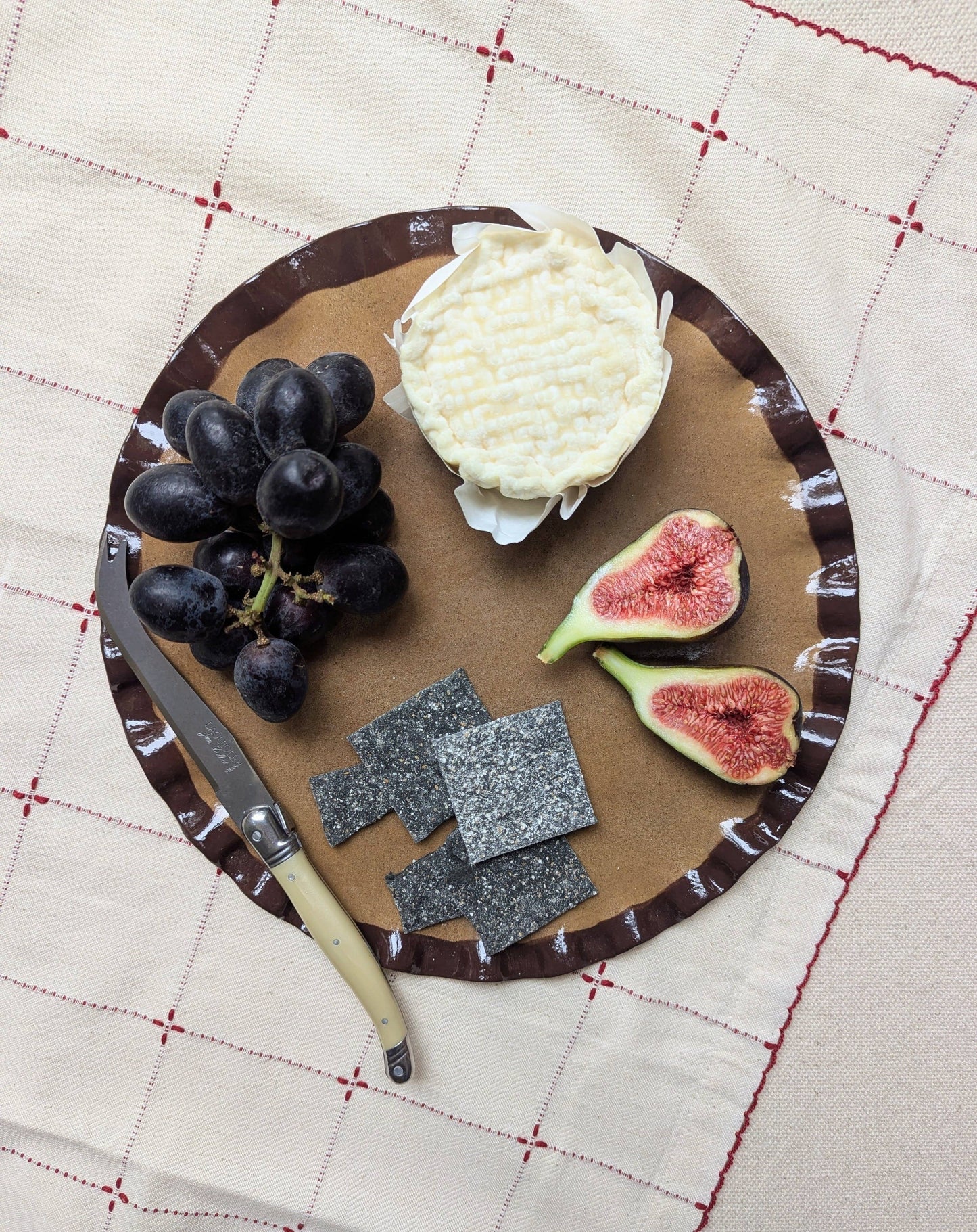 Chocolate Brown Edged Frill Platter by Rosie Gore