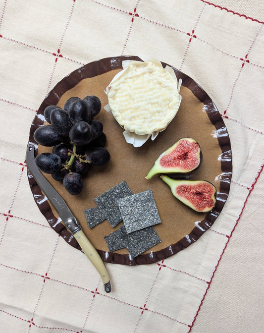 Chocolate Brown Edged Frill Platter by Rosie Gore