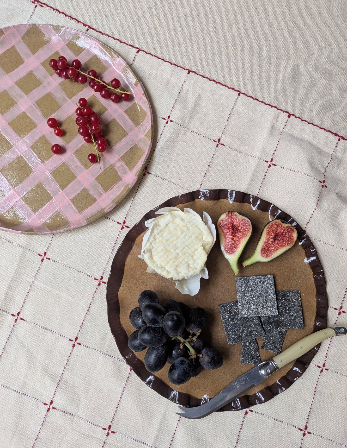 Pink Gingham Serving Platter by Rosie Gore