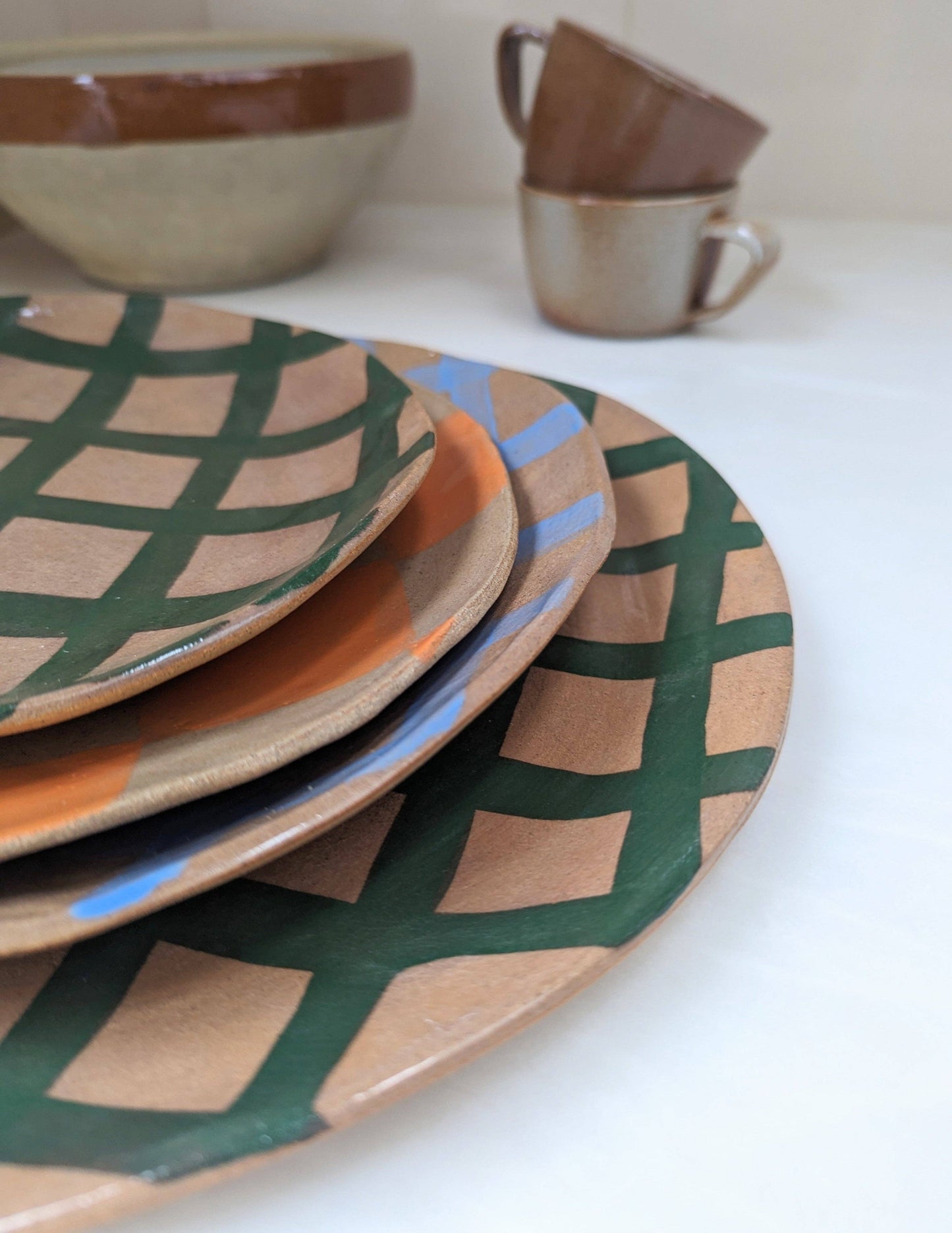 Green Gingham Serving Platter by Rosie Gore