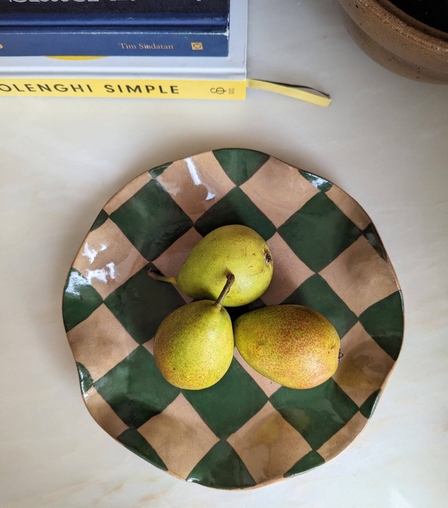 Green Wavy Check Serving Platter by Rosie Gore