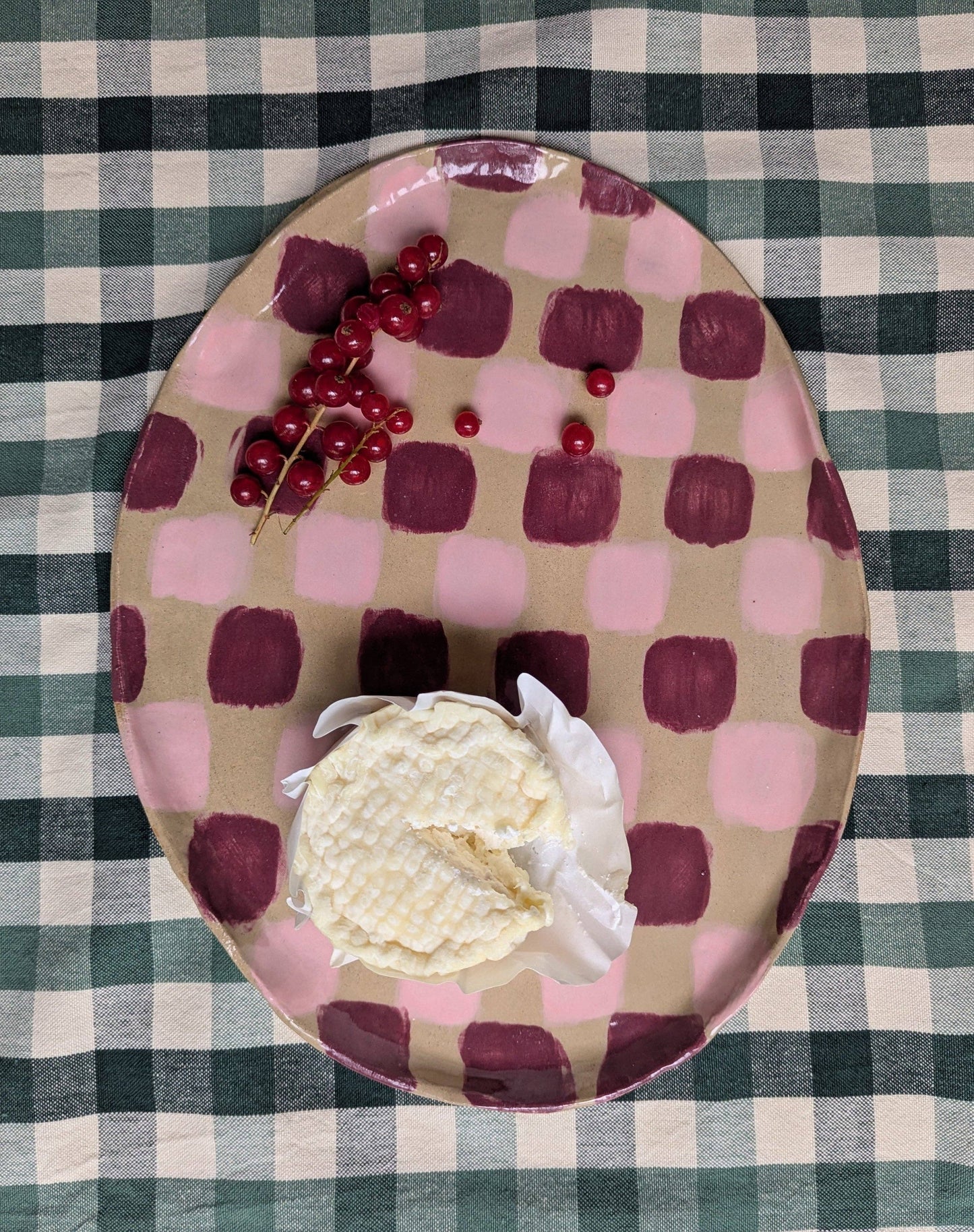 Pink & Burgundy Dash Platter by Rosie Gore