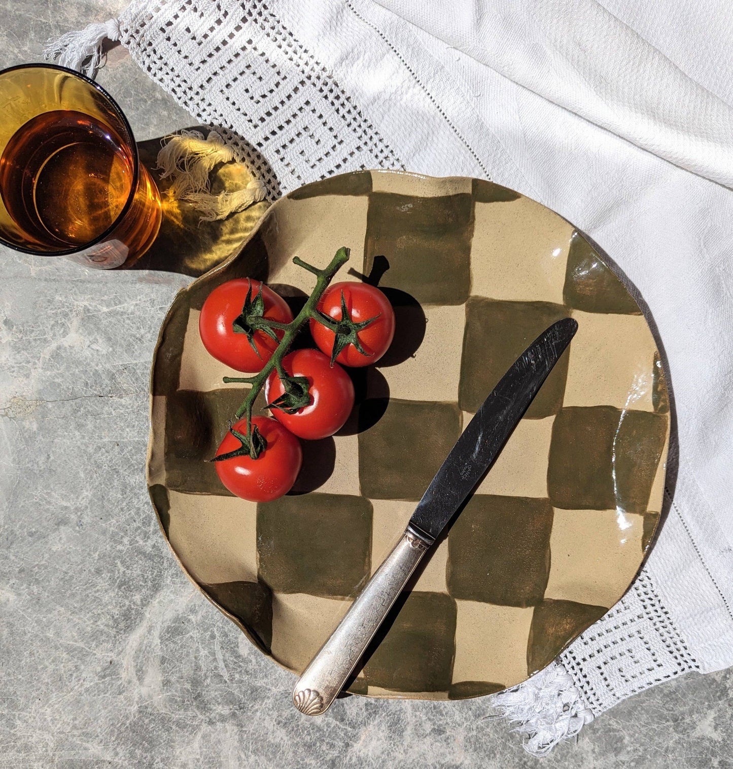 Olive Wavy Check Platter by Rosie Gore