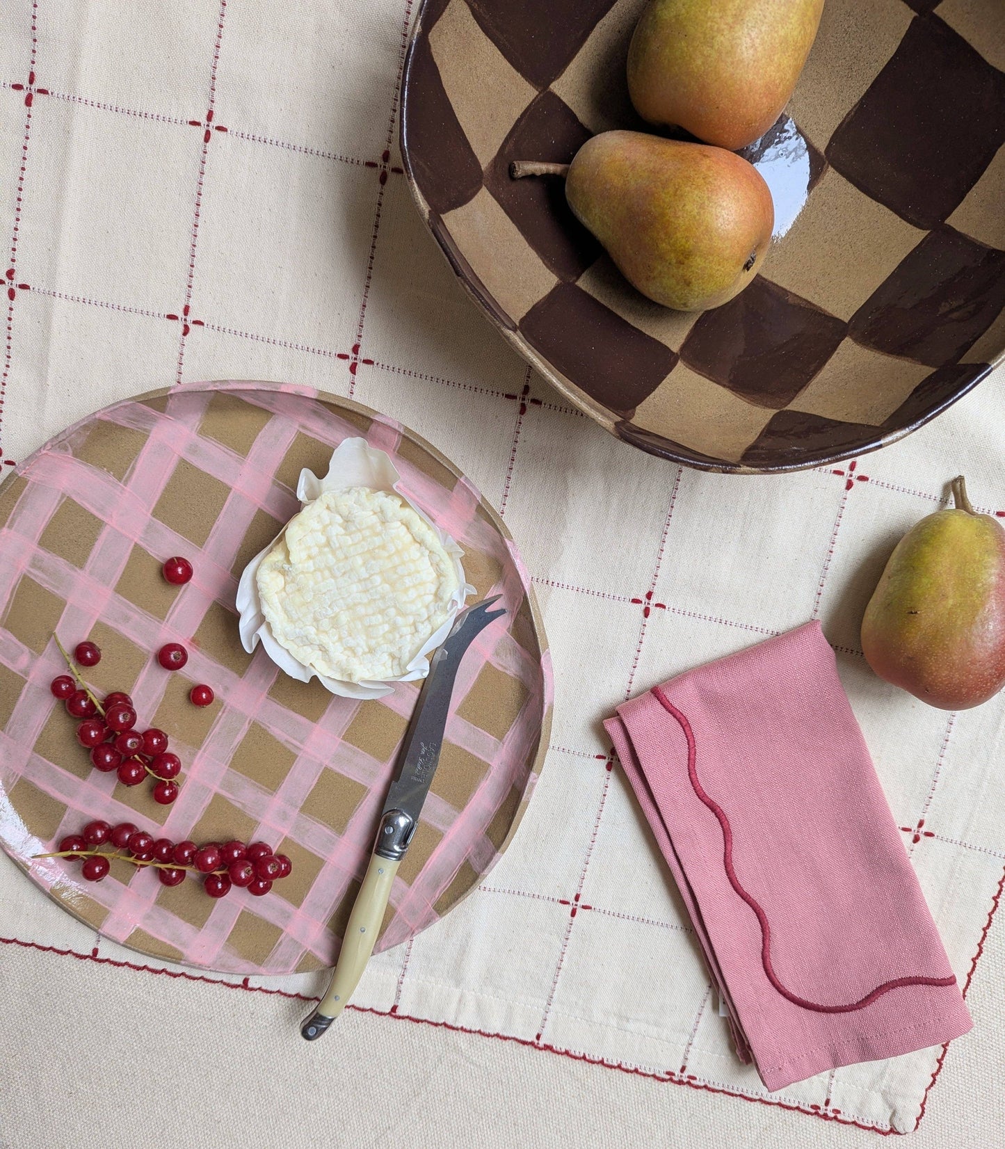 Pink Gingham Serving Platter by Rosie Gore